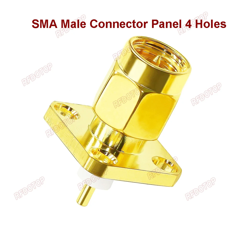 1 Pcs SMA Panel Mount Connector SMA Male Plug 4 Holes Flange Chassis Solder Coax Adapter SMA Female Jack PCB Converter 50 Ohm