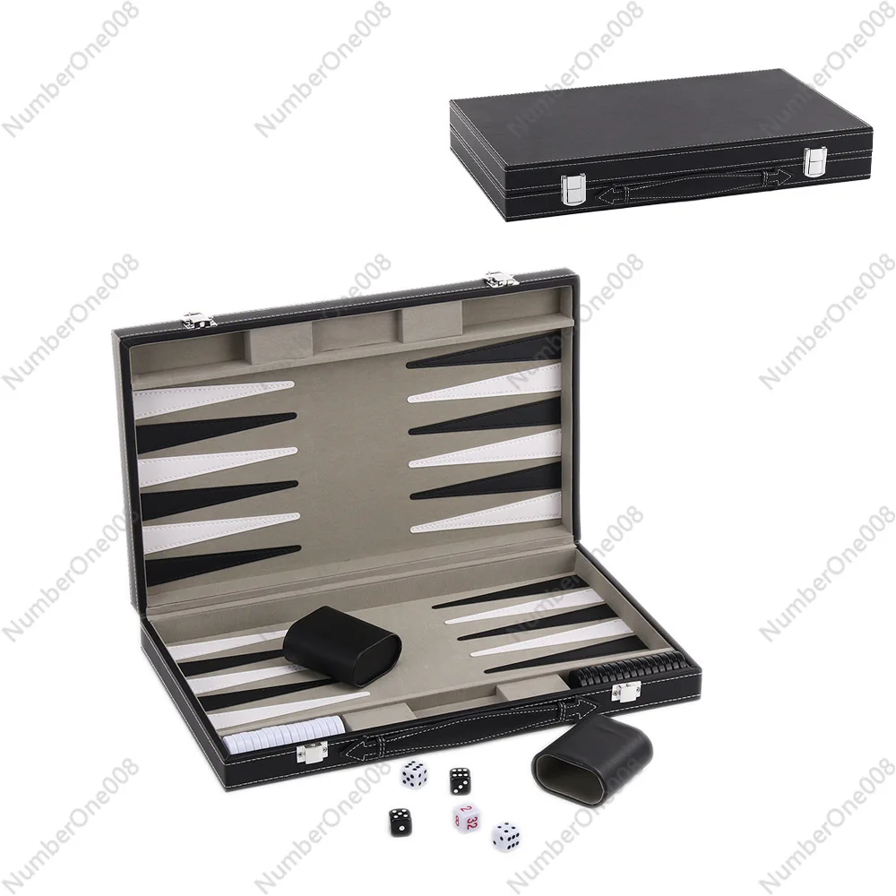 Cross-Border Hot Selling Backgammon Game Set PU Leather Board Dice Cup Portable Backgammon Board Game Leisure Entertainment