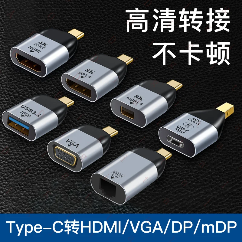 BR  Typec Turn HDMI Inter face DP1.4 Adapter mini dp Converter VGA Projector