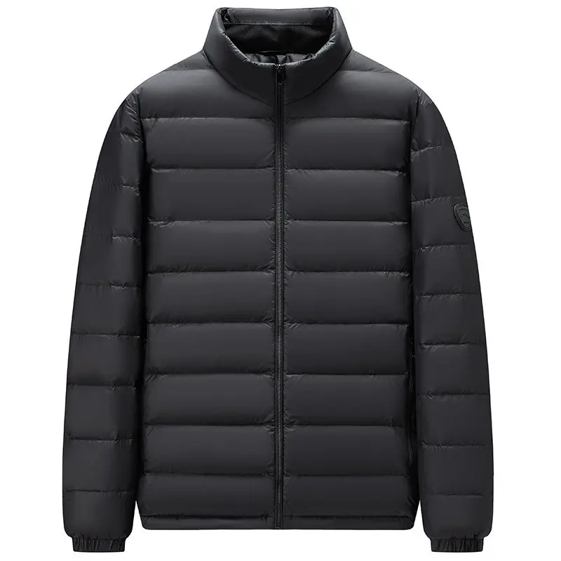 Men's Lightweight Stand Collar 90-Down Puffer Jacket Casual Versatile White Duck down High-Quality Outerwear