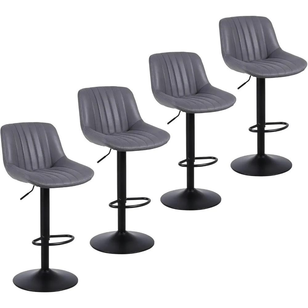 

Bar Stools Set of 3, Swivel Counter Height Barstools with Back, Adjustable PU Leather Bar Chairs Bar Stool