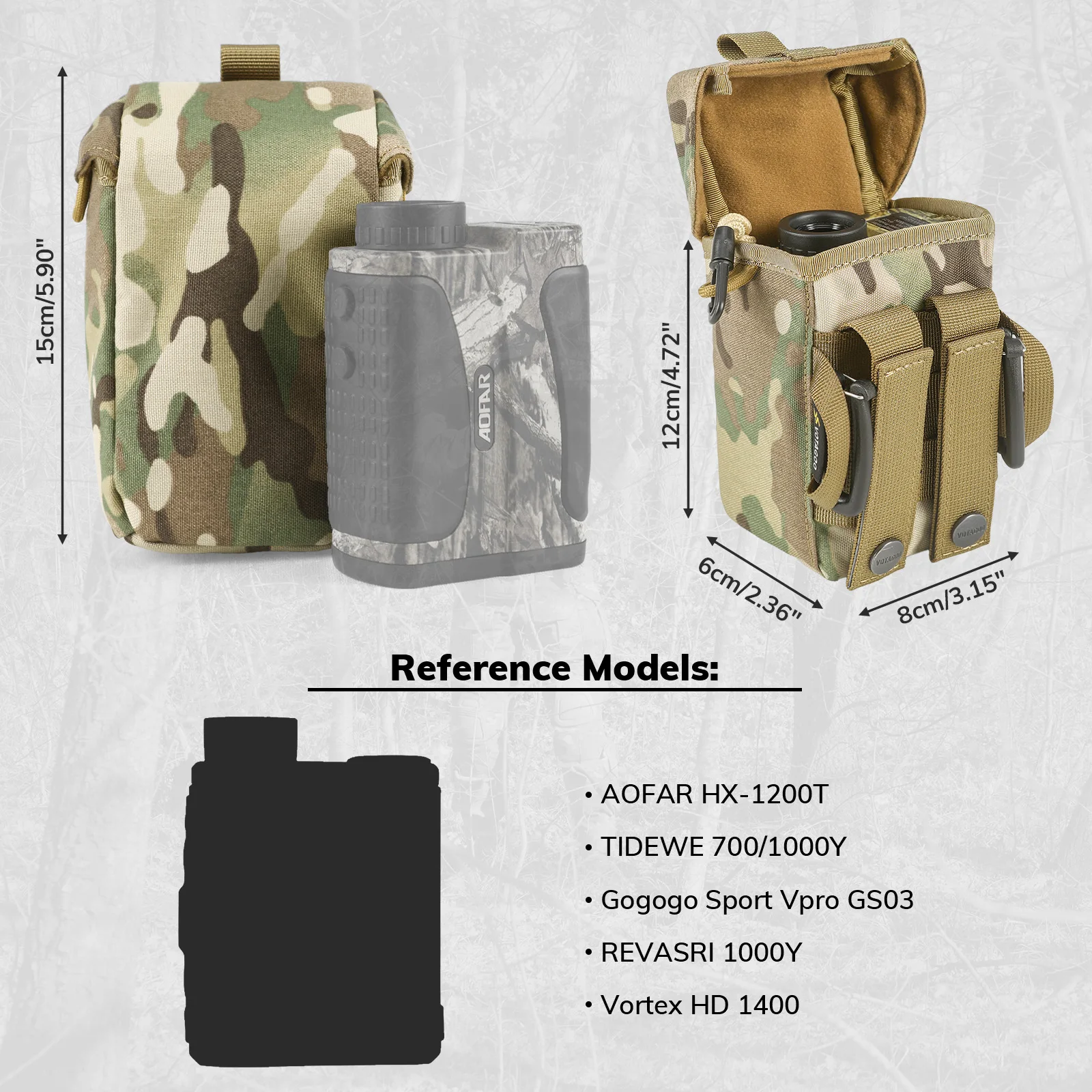 Pokrowiec na dalmierz VOTAGOO z wyściółką ochronną i klamrą z mechanizmem szybkiego uwalniania, kompatybilny z Molle do plecaków na lornetki, taktycznego polowania