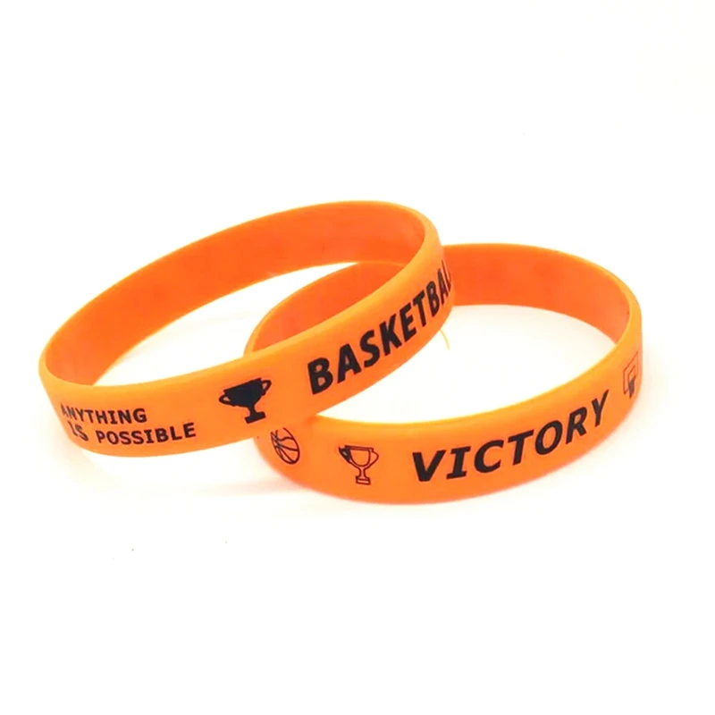 Yellow Black Basketball Sport Elastic Silicone Bracelets New Rubber Anything Is Possible Flag Wristband Bangles Gifts