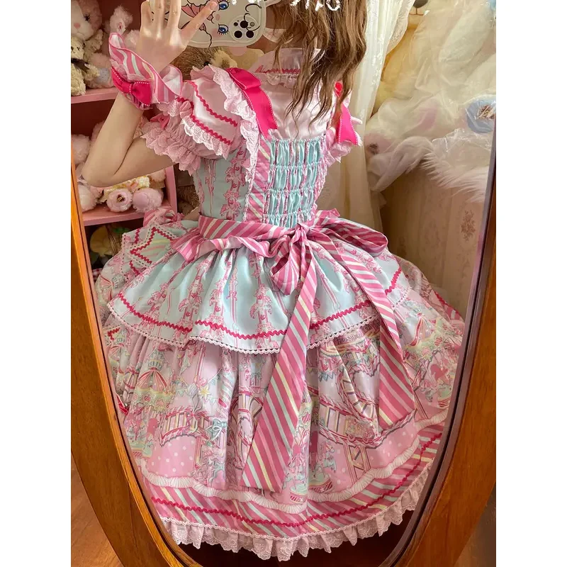 

DY20Japanese Sweet Lolita Фартук Платье Горничной Женщины Kawaii Клубничный Кролик Вышивка Косплей Праздничные Платья Принцессы Винтажные Платья