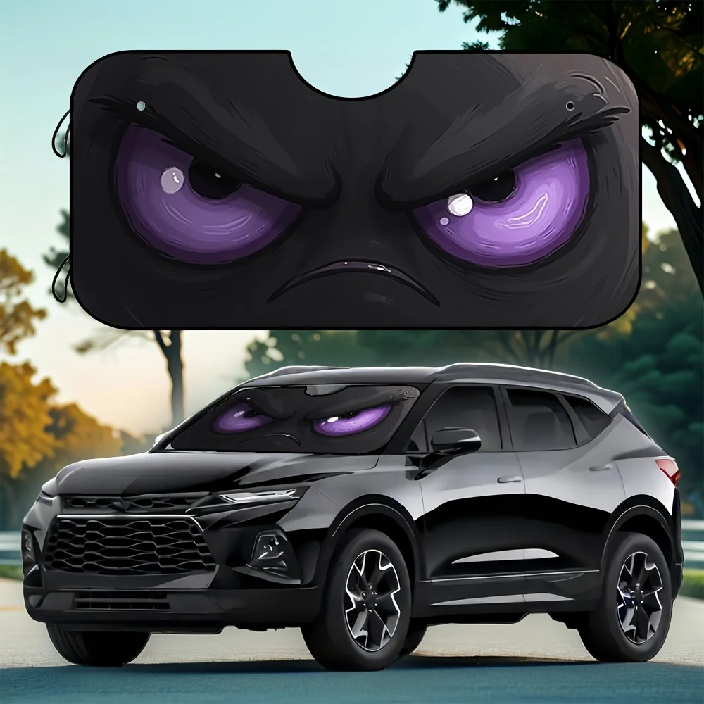 

1pc Foldable Purple Cartoon Eyes Car Window Sun Shade - UV Protection & Heat Reduction, Fit For Trucks & SUVs, Stylish Vehicle I
