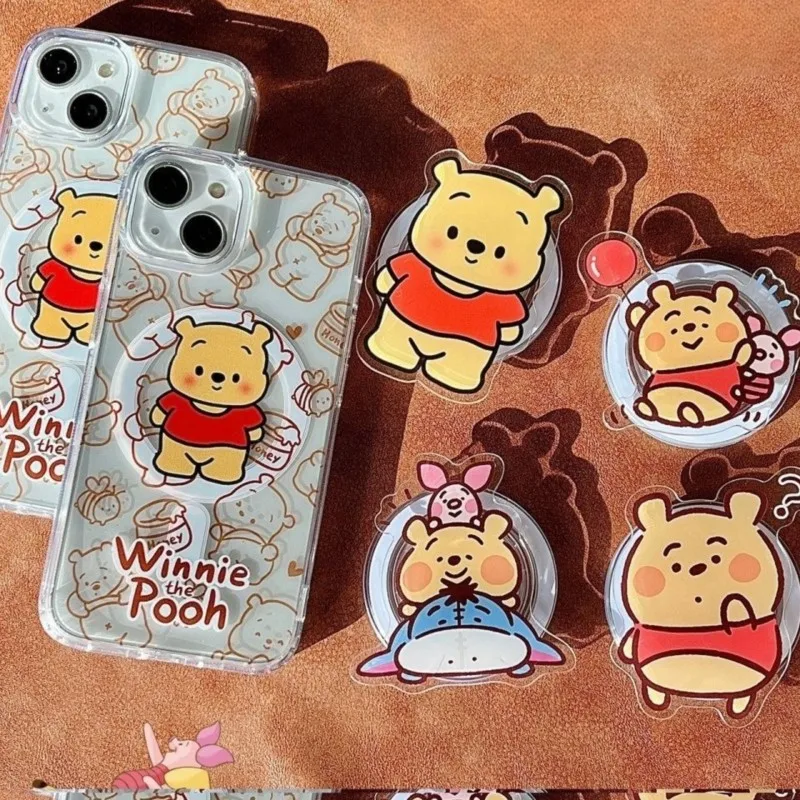 

Disney Cute cartoon Winnie the Pooh For Magnetic Phone Grip Cartoon Airbag Stand Holder for iPhone Samsung Folding Kickstand
