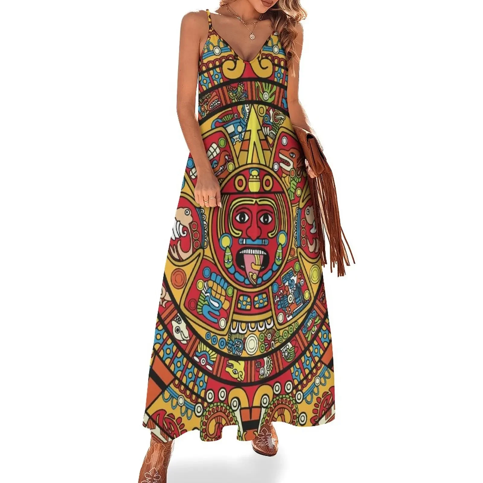 

Colorful Mayan Calendar Sleeveless Dress cute dress evening dresses luxury 2025 luxury dress sexy short dresses daring