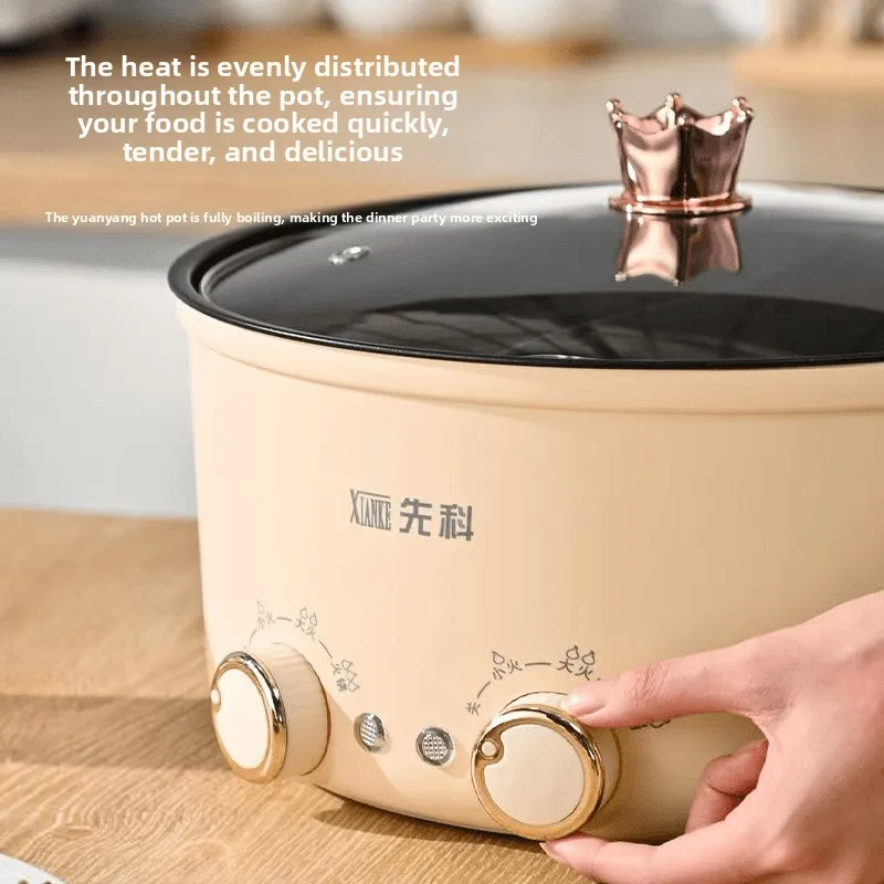 Yjq mandarin duck electric hot pot household large-capacity multi-functional integrated dormitory electric heating pot