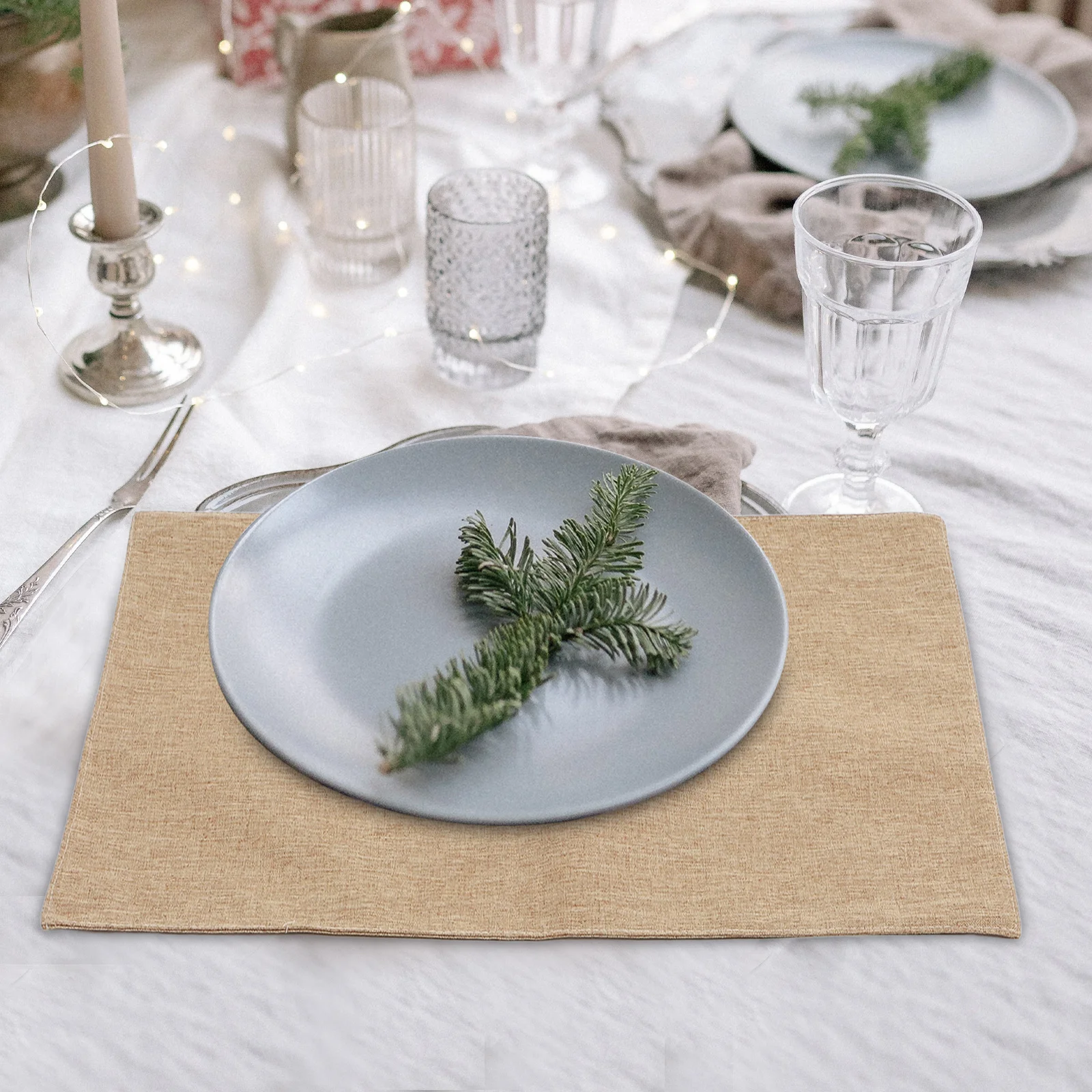 

4Pcs Party Napkins Cloth Dinner Table Polyester Double Layer Non Slip Buffet Serviette Wedding Napkin Cloth Reusable