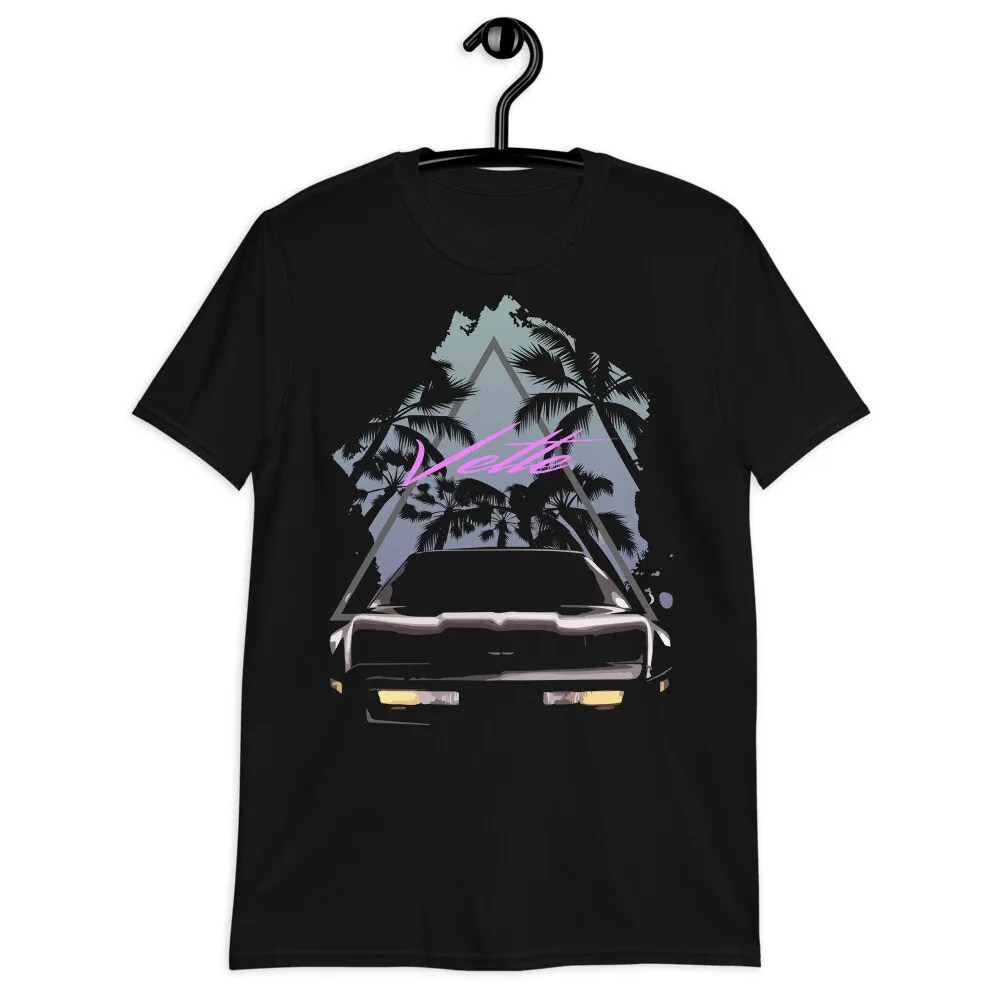 Retro 1980er Jahre vette C4 Miami Nights and Palm Trees Kurzarm-Unisex-T-Shirt