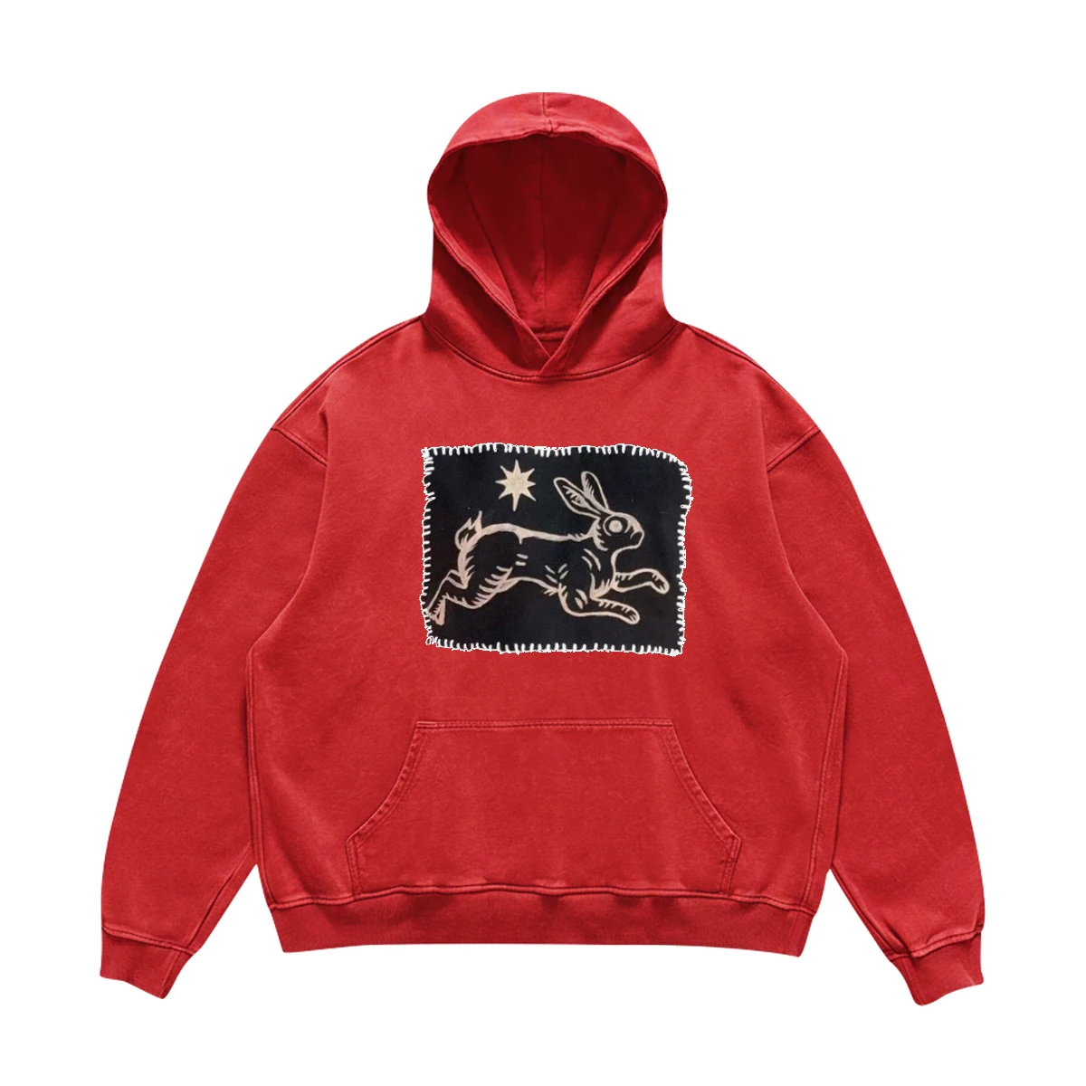 

Тяжелые толстовки ручной работы в стиле пэчворк, 450 г, американские толстовки с кроликом для пар, повседневные свободные длинные свечи, термохлопок, полиэстер