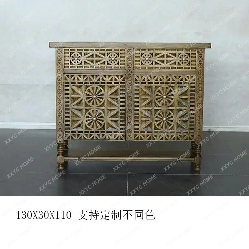 XXSolid wood porch side cabinet, living room minimalist shoe cabinet, storage side cabinet