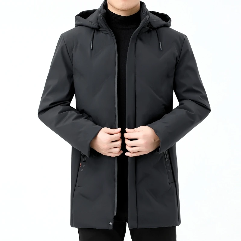 Casual Men's Mid-Length Hooded Cotton-Padded Jackets 2025 Winter Outwear Loose Thicken Warm Parkas Windproof Down Coats Clothing