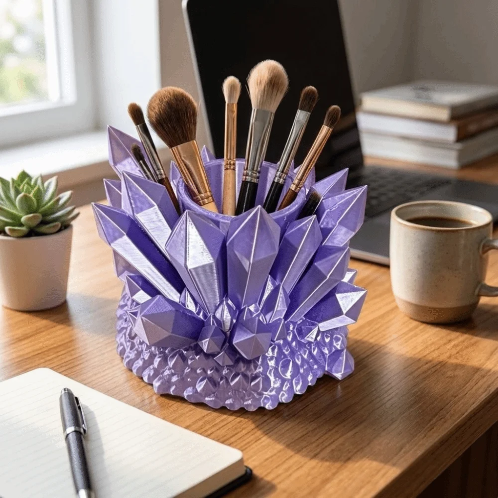 Practical Plastic Crystal Shaped Pen Holder Funny Creative Desktop Organizer Storage Display Shelf Bedroom