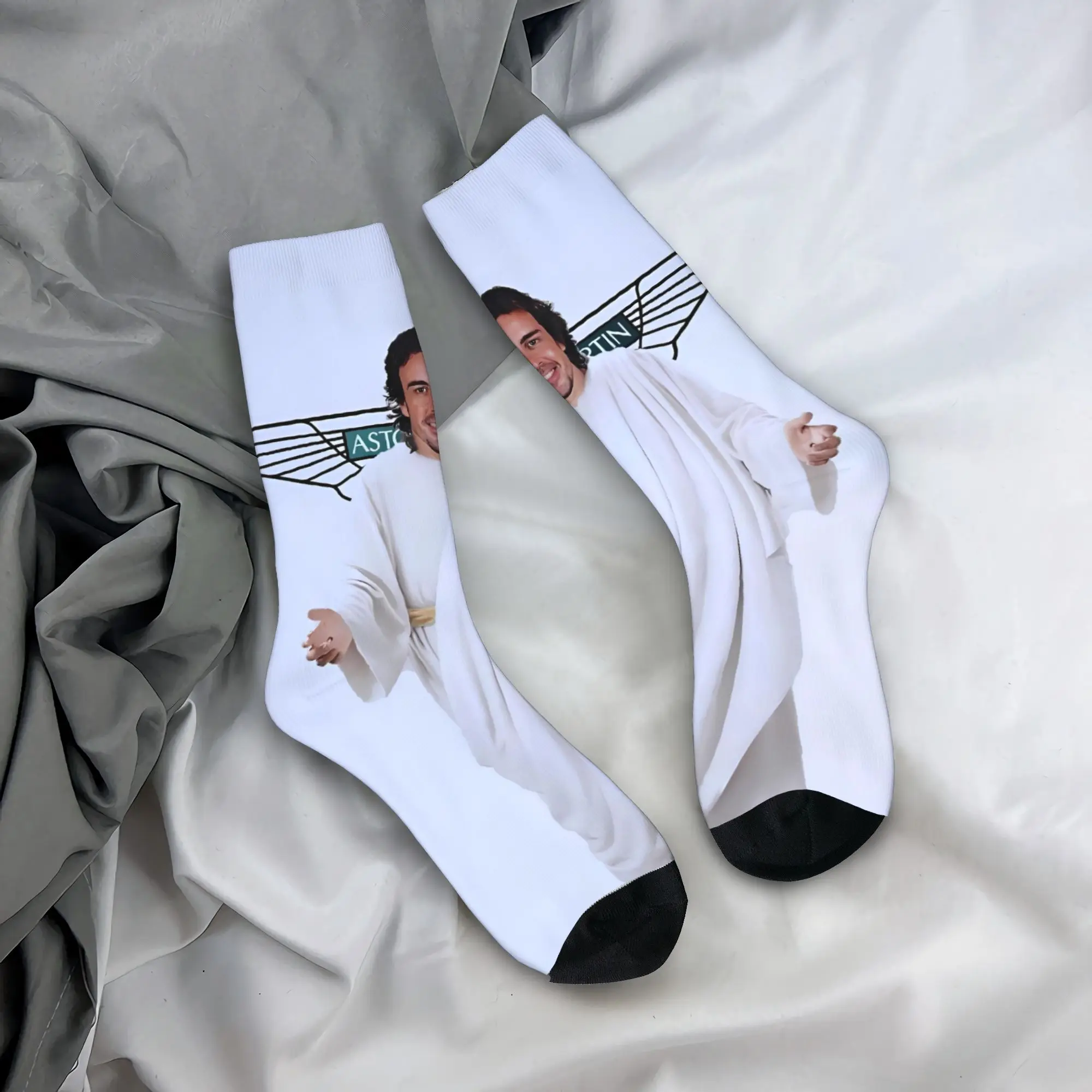 

Fernandos Alonsos Saint Stockings Custom Casual Socks Autumn Anti Skid Socks Unisex Men Outdoor Sports Medium Soft Socks