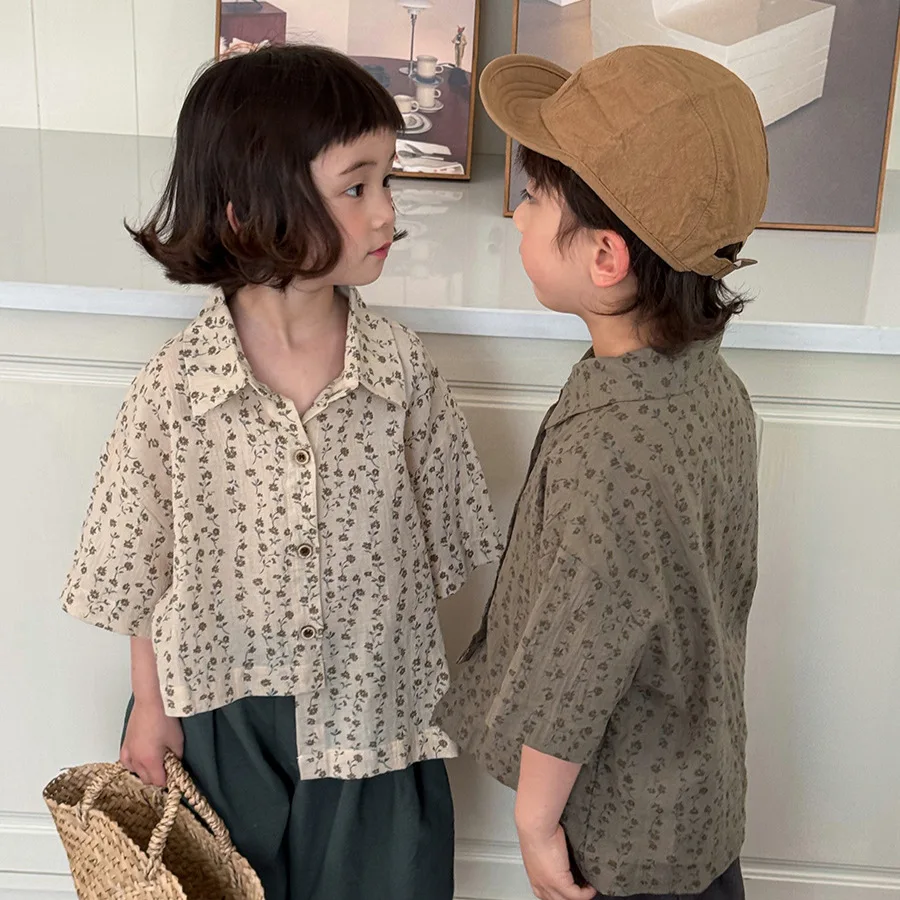 

Детская одежда, детские рубашки, модные повседневные летние рубашки с цветочным принтом нестандартной формы для мальчиков и девочек