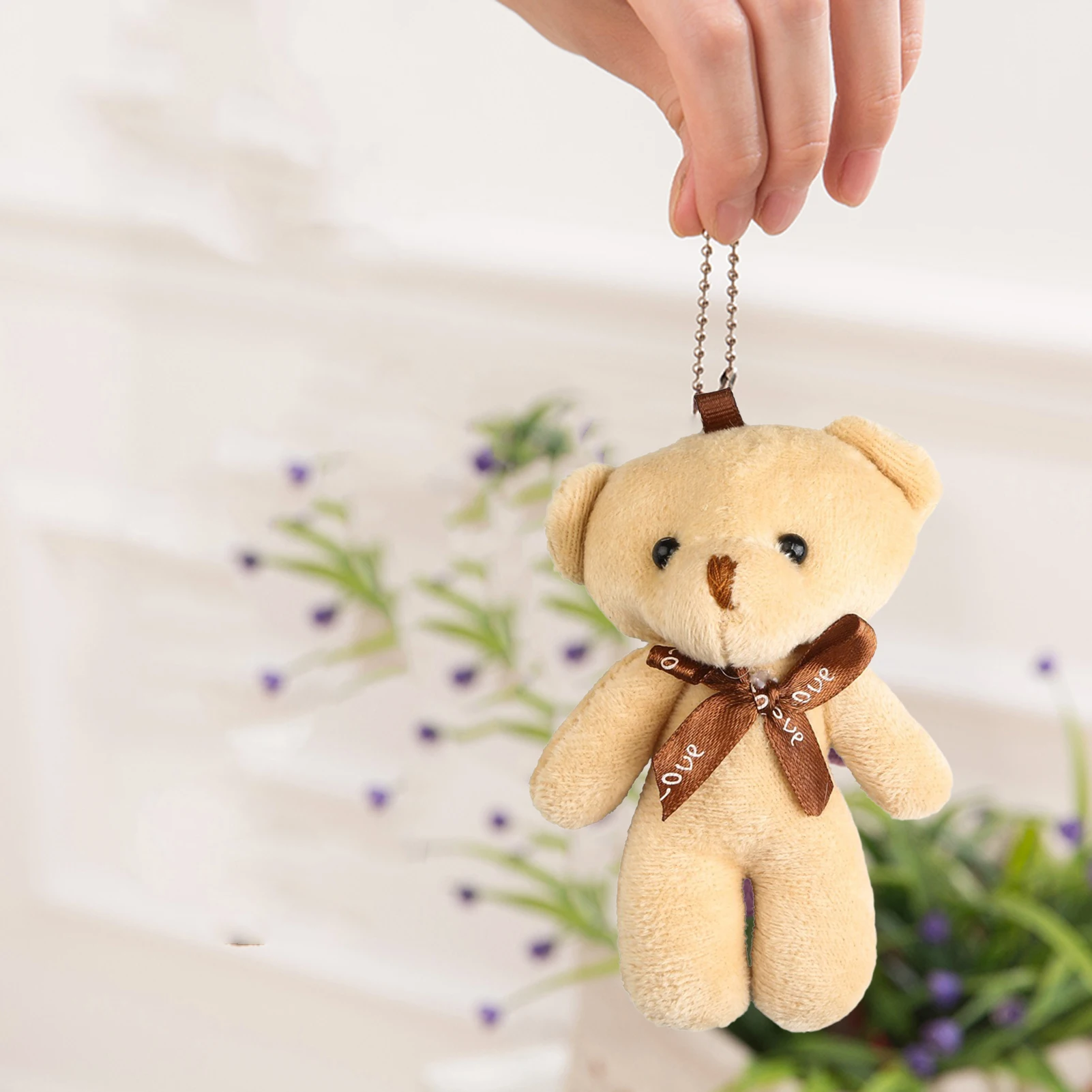 12cm KawaiiBear Plush Toys Lovely Mini Tie Bear Dolls Bag Keychain Pendant Dolls Nice Gift For Girls 1Pcs