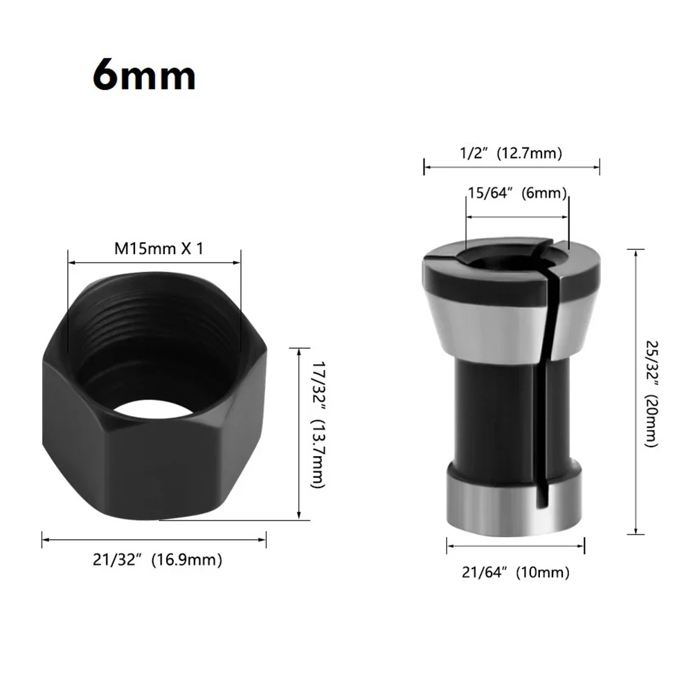 

Router Bit Collet Chuck M15 Screw Nut Electric Router Milling For Engraving-Trimming Machine Chuck Conversion 6/6.35/8mm