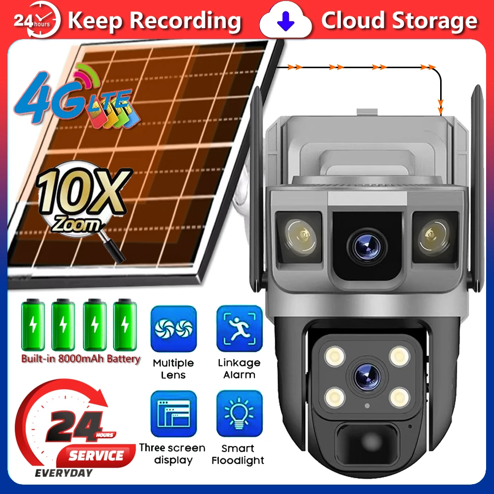 

4G Solar Cameras Smart Home Security Protection PIR Humanoid Dectection Real-time Alert Remote Control Rotaion CCTV Camera