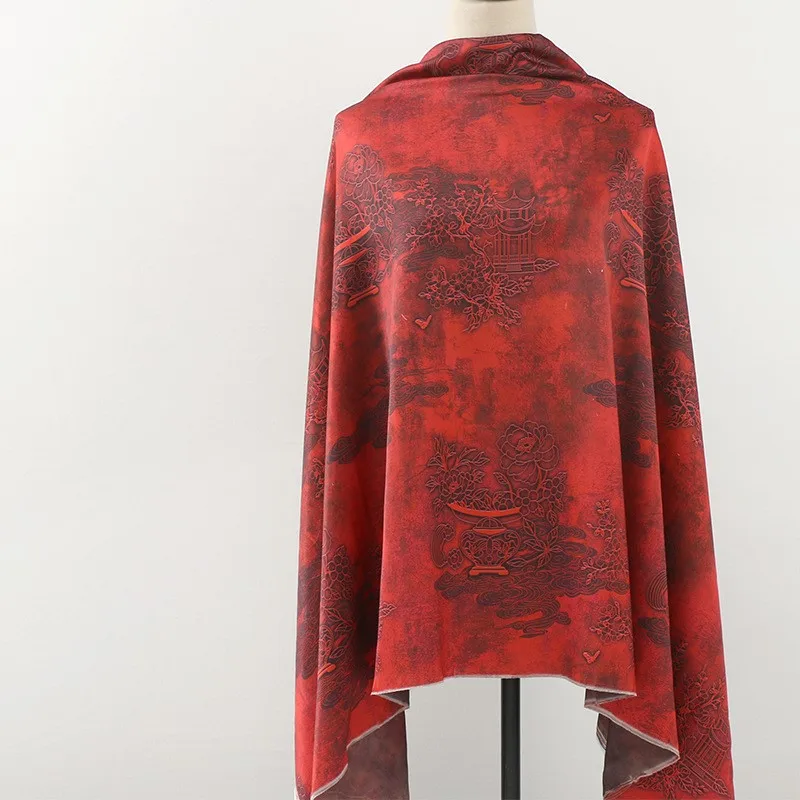 Kain jacquard satin asetat untuk cheongsam Hanfu dan gaun gaya tradisional Cina dicetak