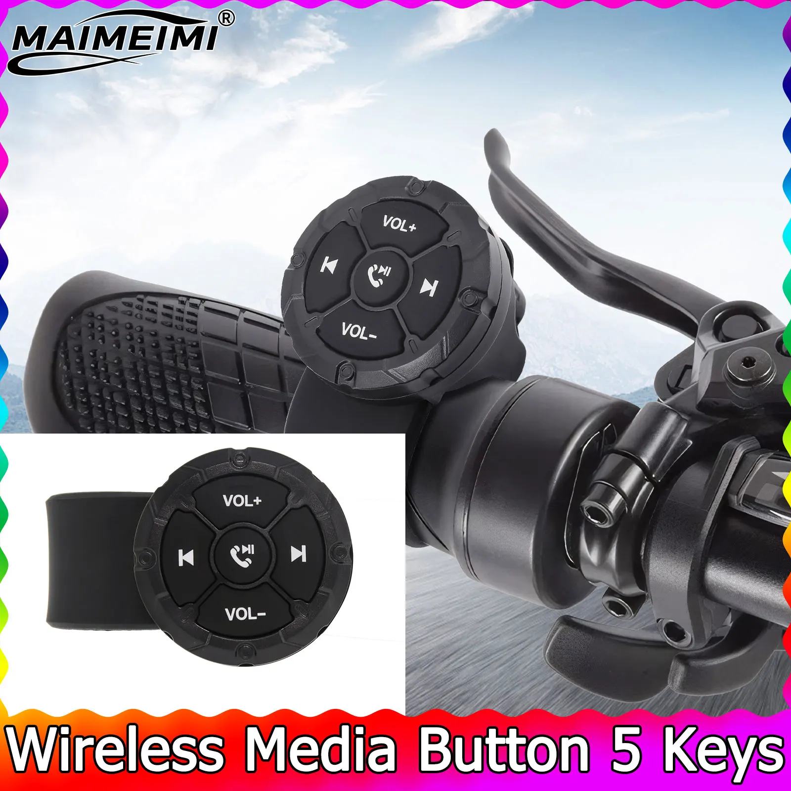 

Wireless Bluetooth-compatible 5.3 Remote Button Helmet Earphone Motorcycle/Bike Handlebar Media Controller Steering Wheel Remote