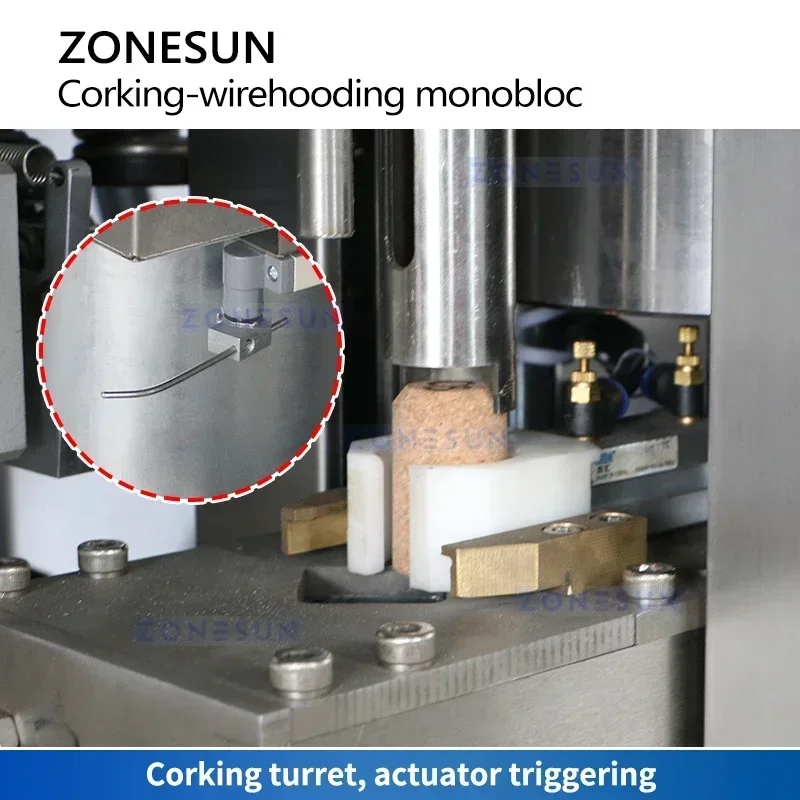 ZONESUN Wire Hooding Monobloc Champagne Mesin Pembungkus Anggur Otomatis Peralatan Pengemasan Corker Botol Kaca ZS-YG17