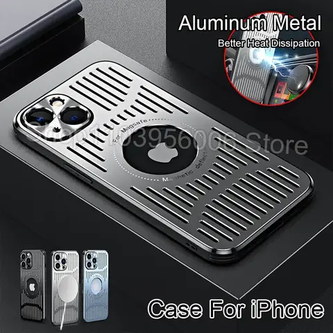 Better Heat Dissipation Aluminum Metal Phone Case For iPhone 17 16 15 14 13 12 Pro Max Back Cover