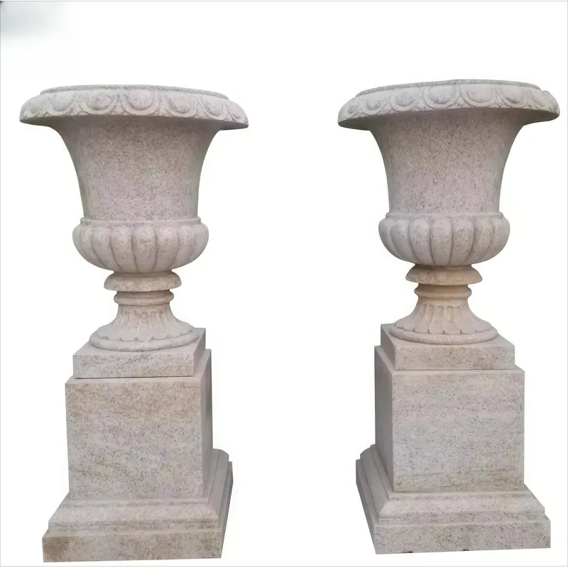 Customized Modern Eco-Friendly Outdoor Garden Hand Carved Marble Flower Pot Villa & Hotel Decoration Sculpture