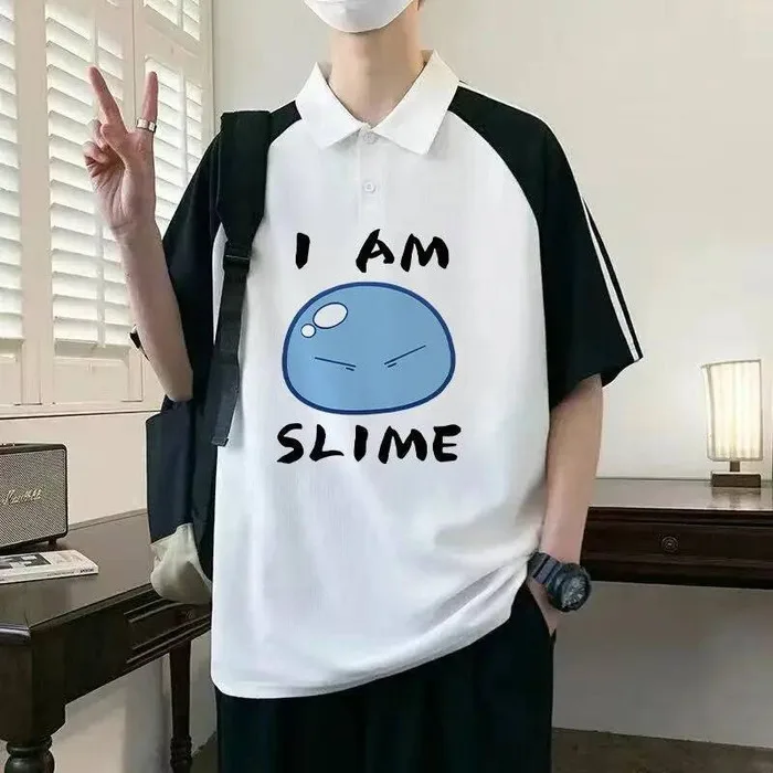 

Футболка с отложным воротником That Time I Got Reincarnated As A Slime, мужская периферийная двумерная летняя рубашка-поло, аниме-игра