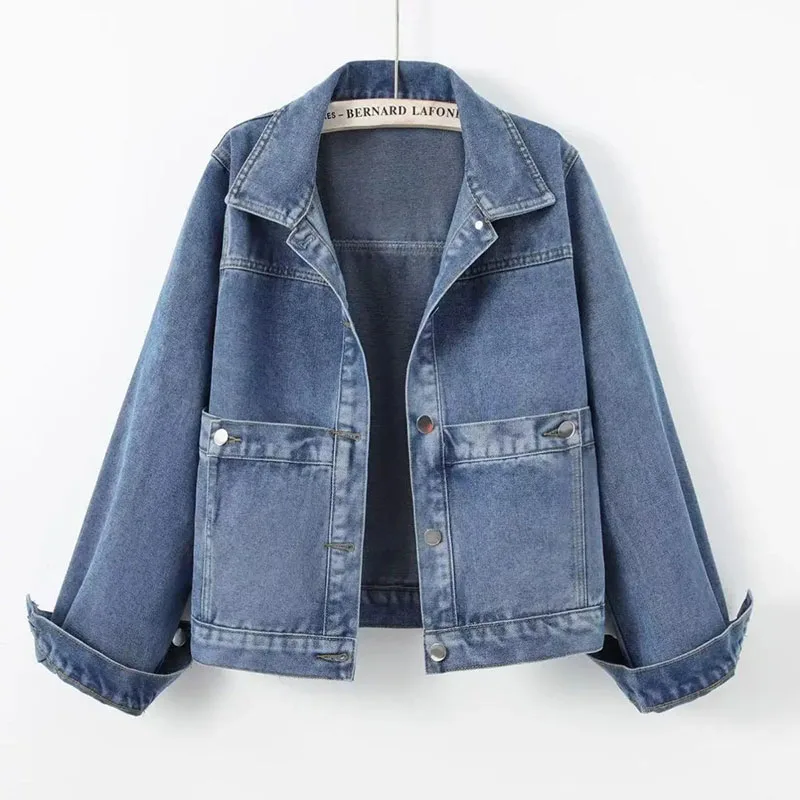 

2025New Spring Autumn Denim Jacket Women Big pocke Single-Breasted Casual Ladies Outerwear Korean Fashion Female Cowboy Coat Top