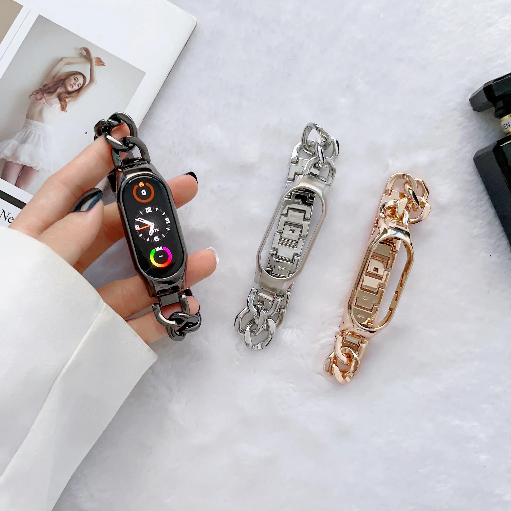 Metal Bracelet Strap For Xiaomi Mi Band 8 7 6 5 Stainless Steel Miband 7 6 5 Replacement Wristband For Xiaomi Mi band 4 3 Belt