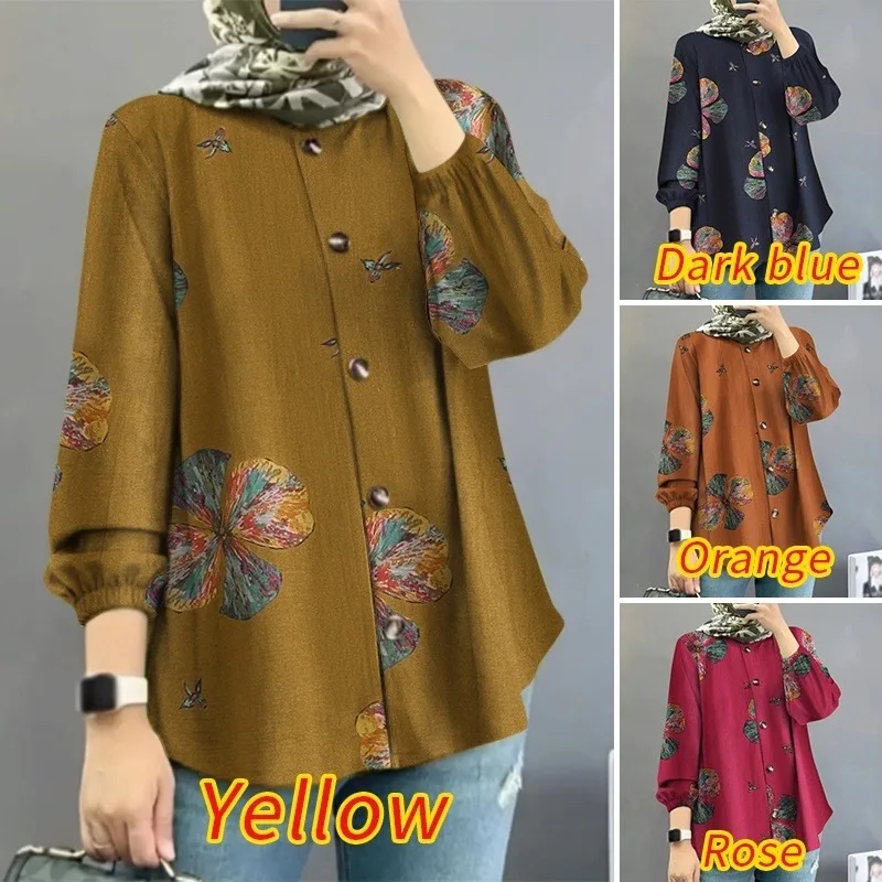 

Malay New Women's Muslim Floral Shirt Fashionable Bubble Sleeve Factory Batch Robe Abaya Ramadan Dubai Luxury Islam Elegant