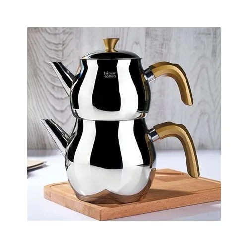 Fortress Optima 3 Part Gold Steel Teapot Set