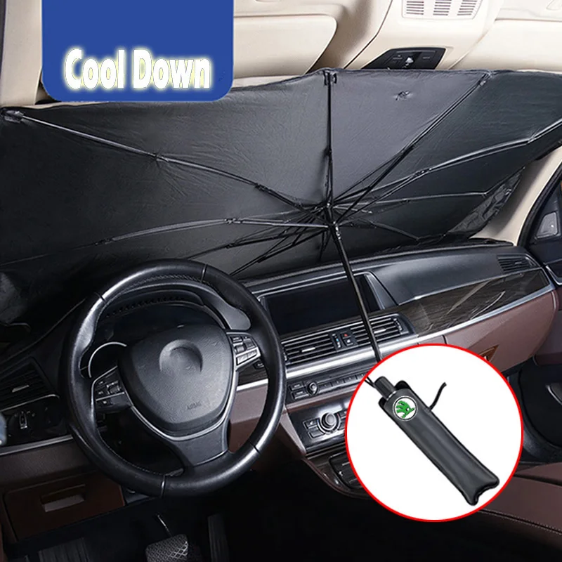 Car Windshield sunshade Umbrella Car Accessories For Skoda Octavia Roomster Fabia Rapid Scala Superb Karoq Kodiaq Kamiq Citigo