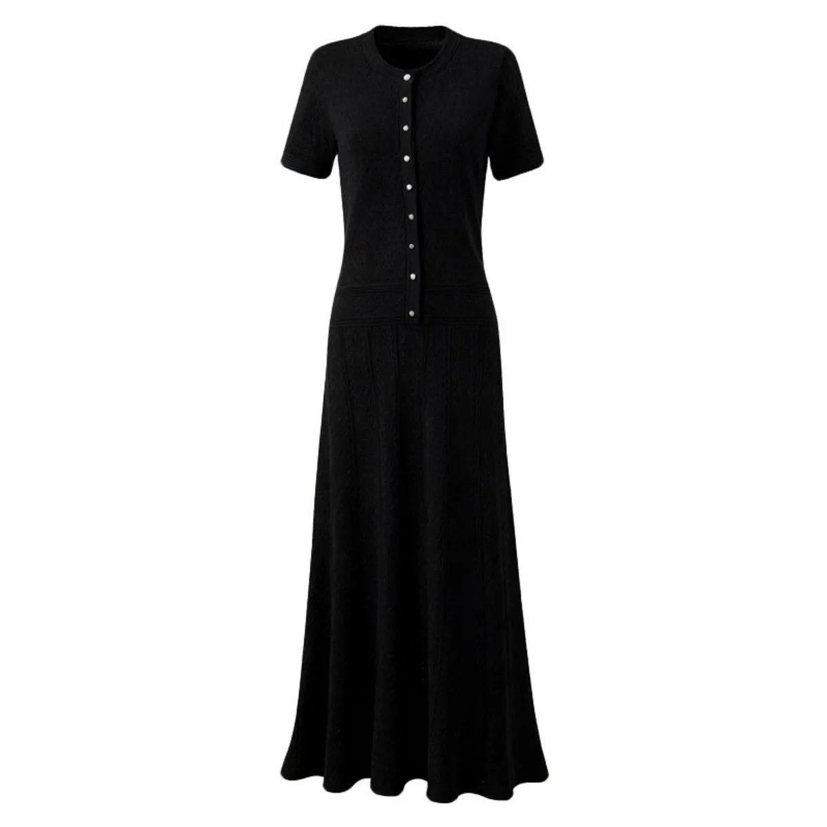 KWTX 2026 Damen-Strickkleid, elegant, Spitze, Ausschnitt, lang, Party, Abend, Strand, Büro, Frühling, Sommer, Luxus, Designer-Chic