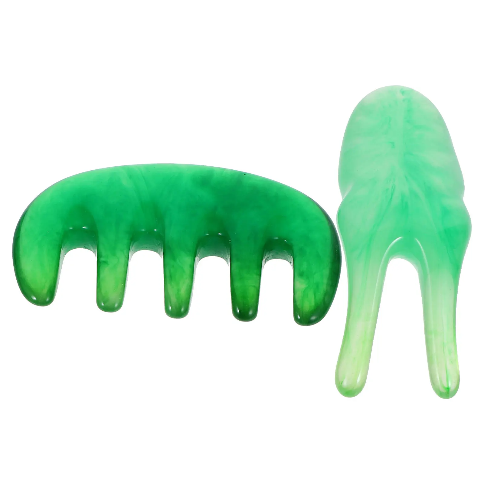 

Massage Comb Deep Green 5 Teeth Eye Scraper Alleviate Tension Scalp Massager Guasha Board Scraping Fork