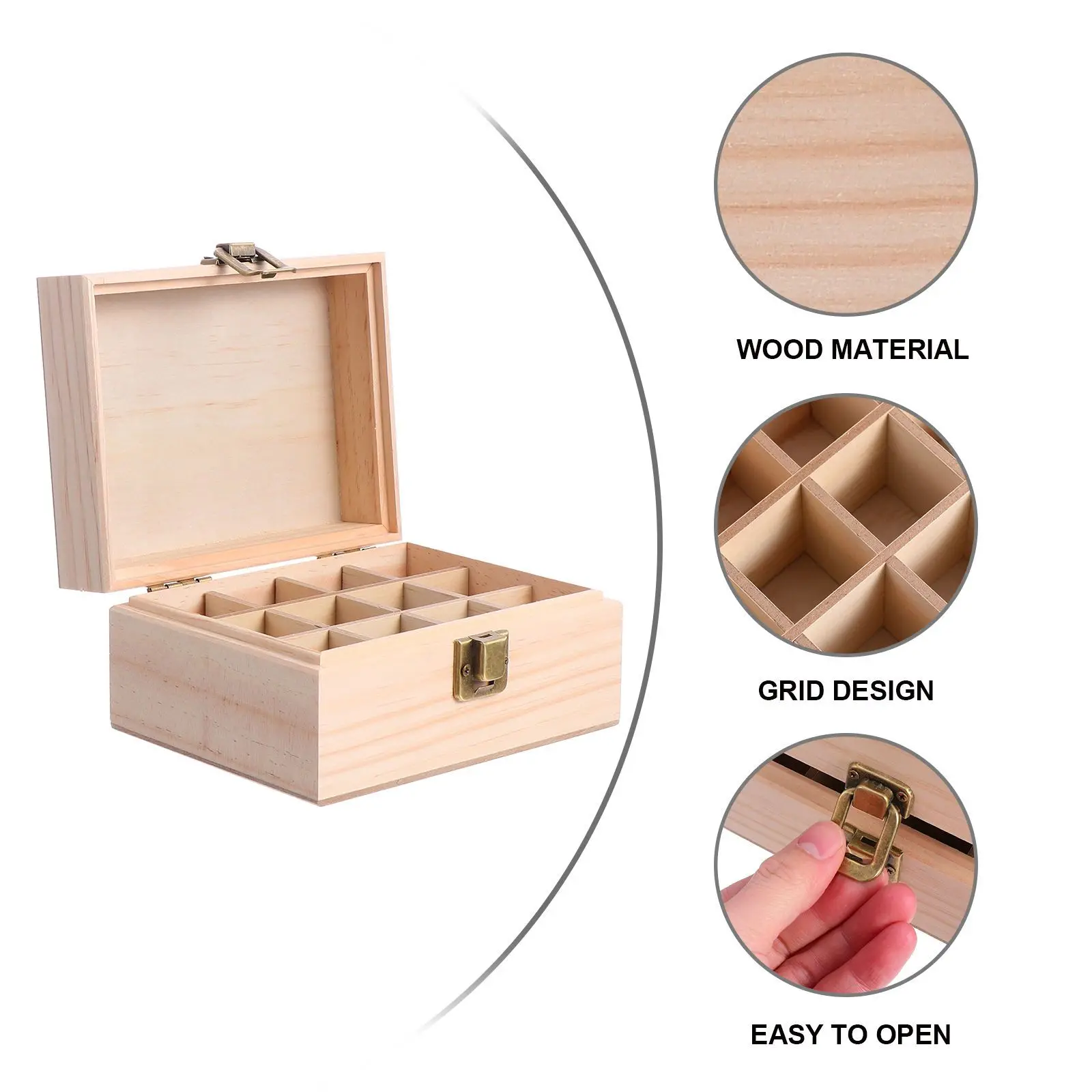 12 Pocket Wood Essential Oil Organizer Box for Bottle Storage Aromatherapy Display and Transport Essential Oil Box