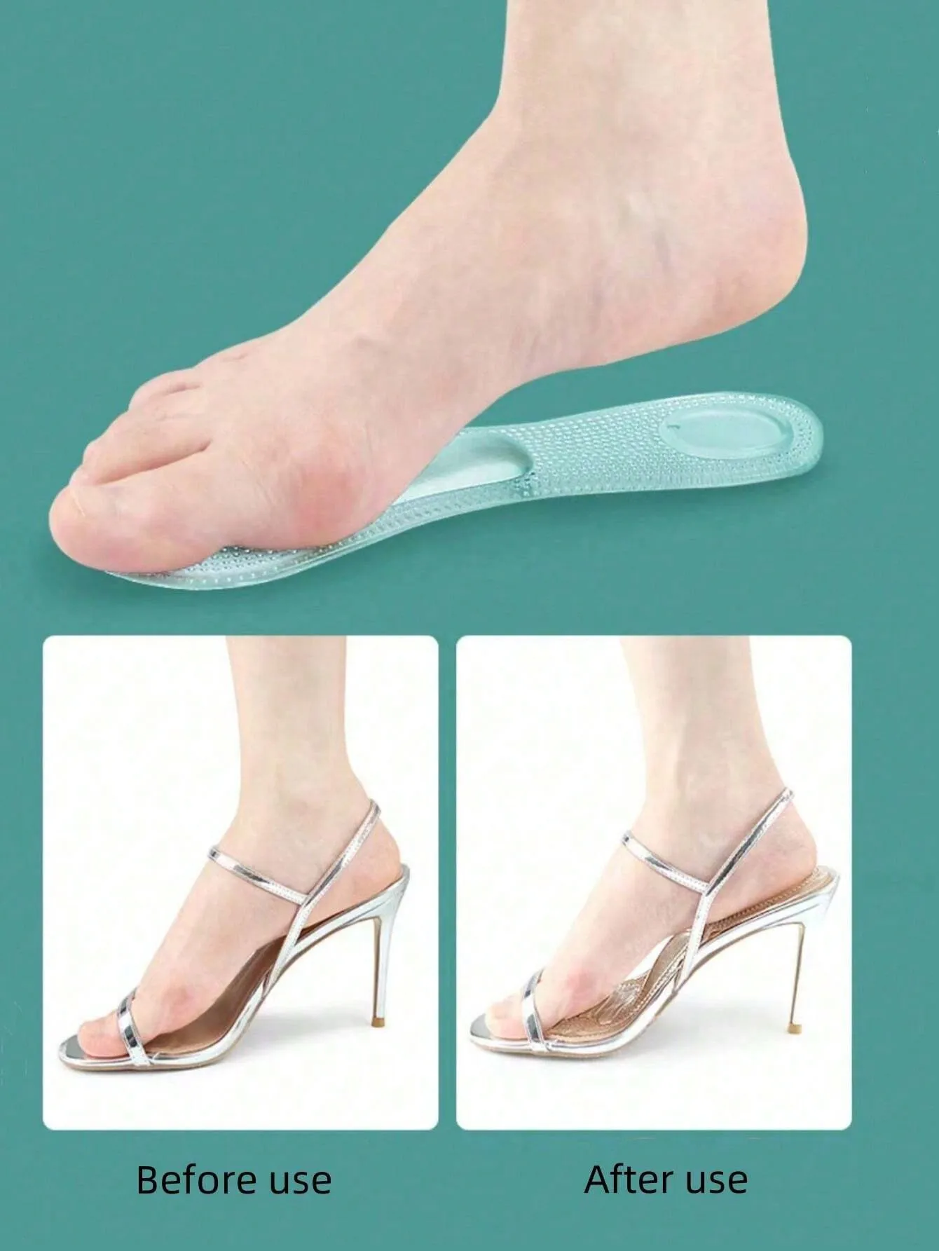 Schuheinlagen aus Silikon | Anti-Rutsch-Kissenpolster für High Heels und Sandalen, Linderung von Fußschmerzen und verbessertem Gehkomfort – Detail 6