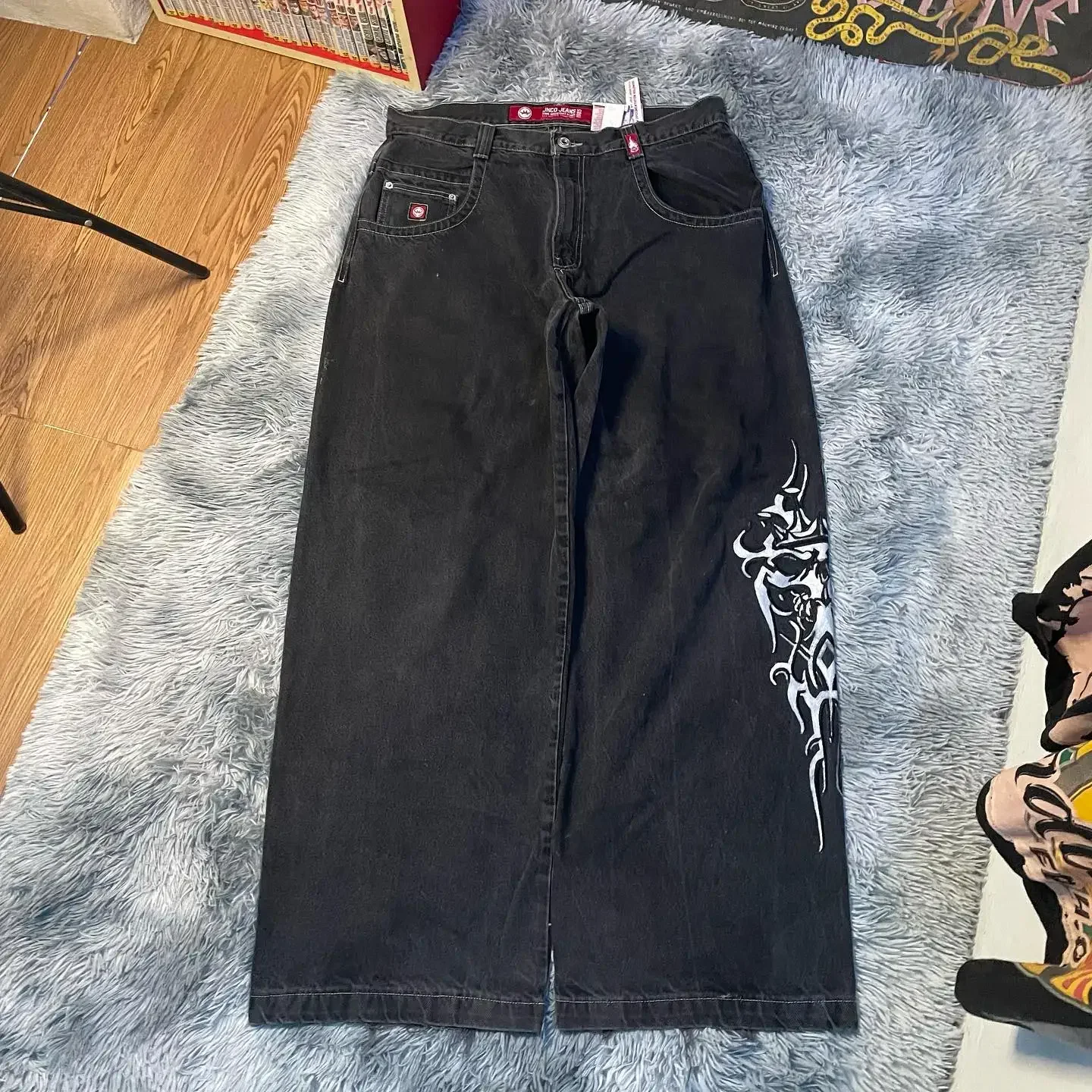 JNCO Y2K Baggy Jeans men vintage Embroidered high quality jeans Hip Hop Goth streetwear Harajuku men women Casual wide leg jeans