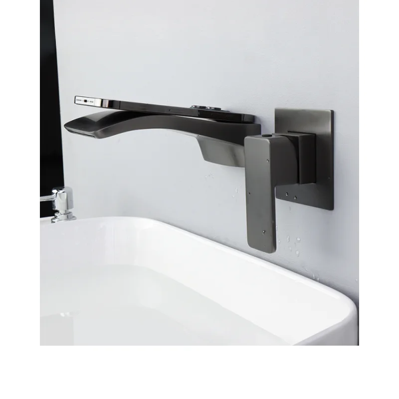 

Wall-mounted waterfall basin faucet hot and cold bathroom washbasin wall water hidden embedded concealed installation