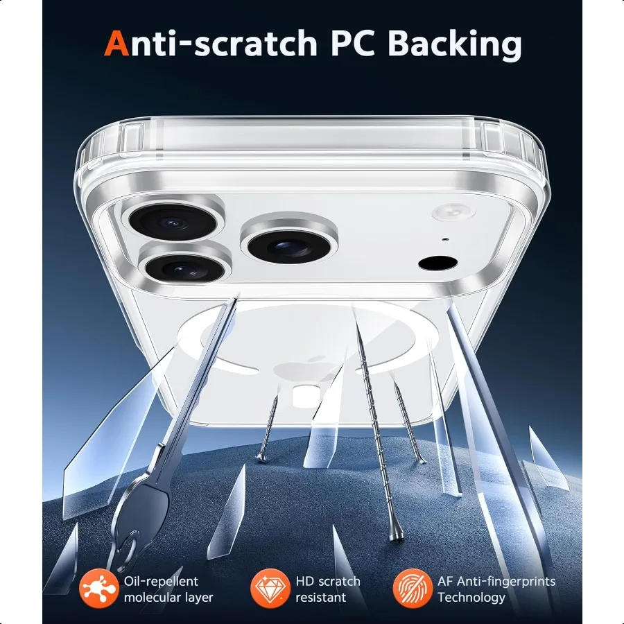 FNTCASE untuk iPhone 17 ProMax Case: Casing Ponsel Transparan Magnetik dengan Pelindung Layar Tipis Perlindungan Jatuh Tingkat Militer R