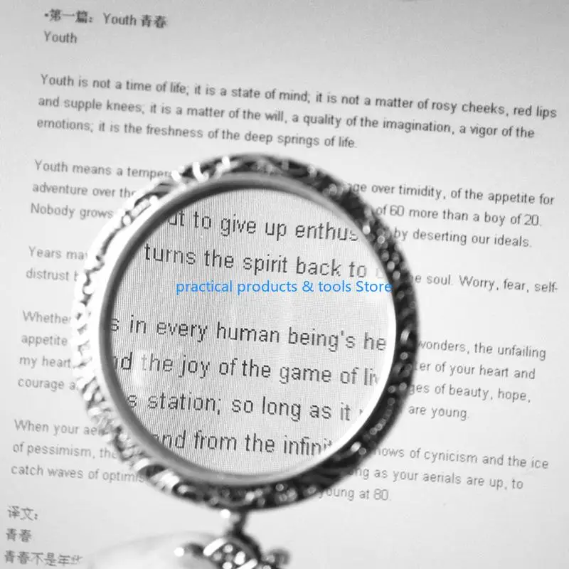 

77JB 3X Necklace Magnifier Chain Monocle Magnifier Pendant Necklace Glass