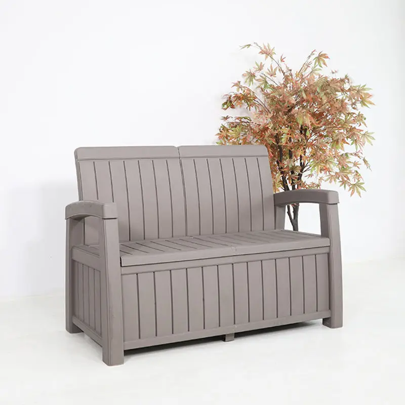 

Outdoor Furniture Backyard Garden Patio Weather-Proof Armchair Plastic 3 Seater Waiting Sofa Bench With Storage Box