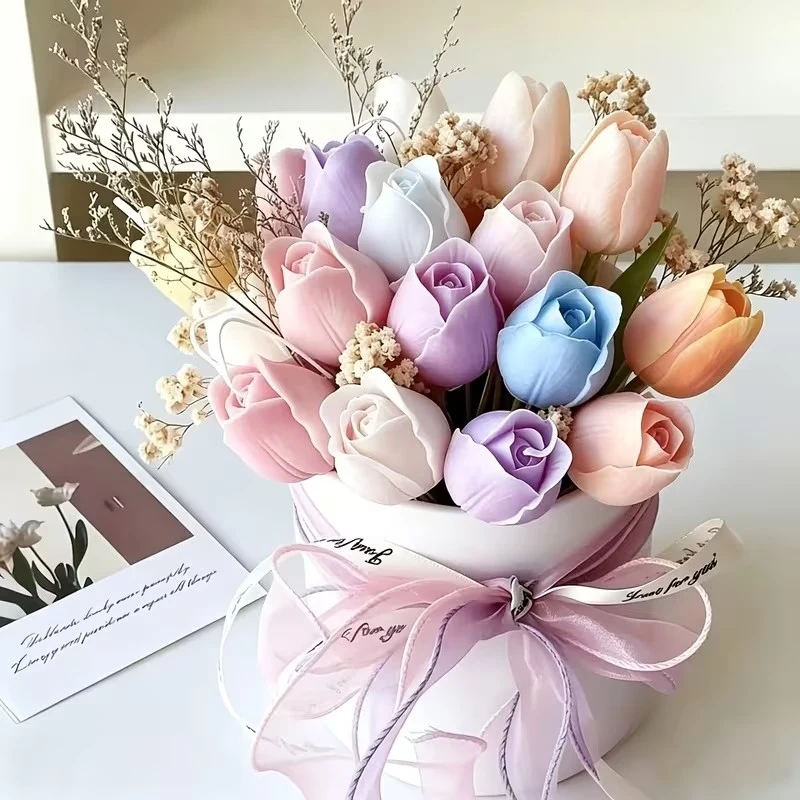 3/6Pcs Tulip Shaped Candle Silicone Mold Set Realistic Flower Molds For Candle Making DIY Handmade Crafts Mother's Day Wedding