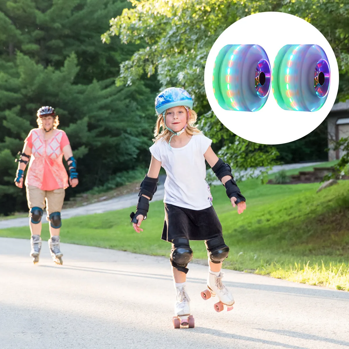 

2Pcs Roller Skating Wheels PU Material Outdoor Use Street Skates Accessories Glowing Performance Wheel