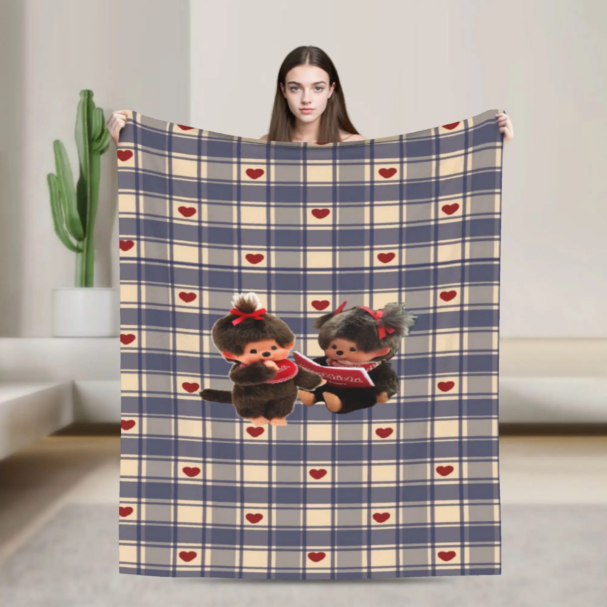 Monchhichies Blanket Ultra-Soft Flannel Novelty Present  Throw Blankets Plush Thin Quilt