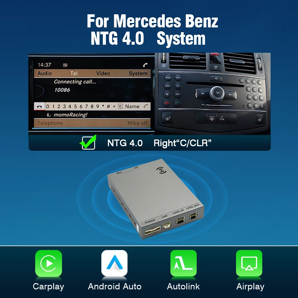 AUTOTOP Draadloze CarPlay Android Auto Decoder voor Mercedes Benz NTG4.0 C E GLK SLK W207 W204 W212 Mirror Link AUX Automodule