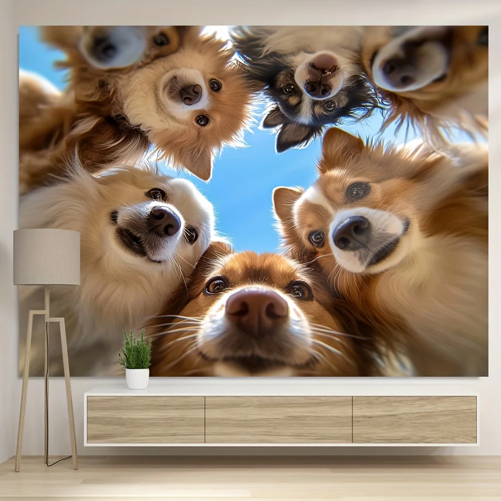 وجوه الكلب الرائعة جدار جدارية آلة قابل للغسل نسيج البوليستر ديكور لغرفة المعيشة غرفة نوم الحضانة مكتب النوم