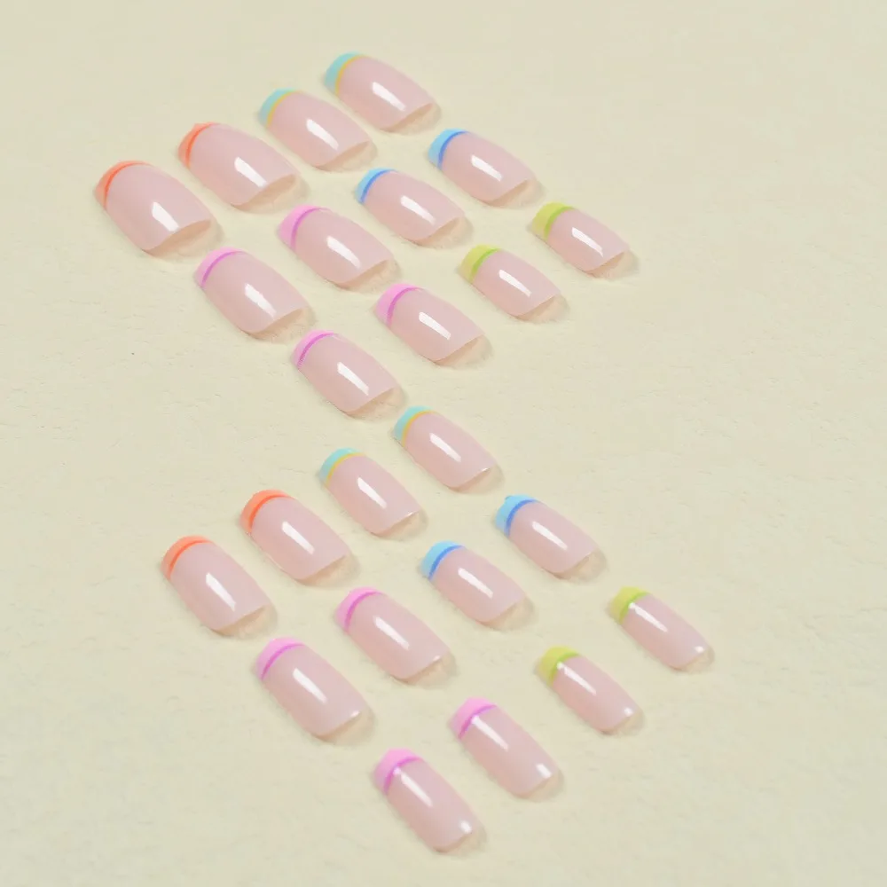 Fashion Wearable Manicure French Fake Nails Round Head Full Cover False Nail Press on Nails Girl