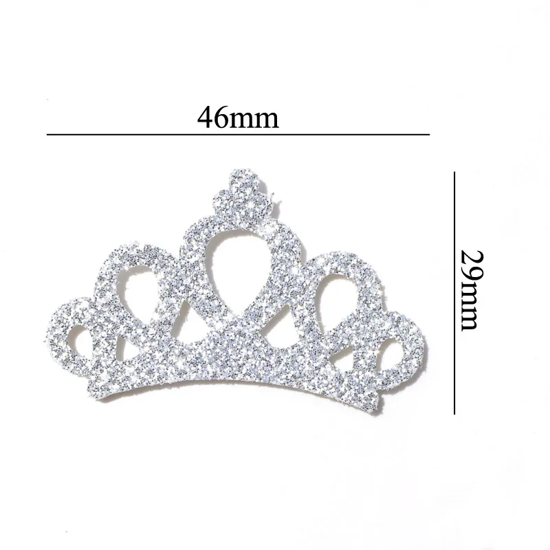 20Pcs 46*29mm Shiny Crown Appliques Glitter Huge Silver Padded Crown Patches for Crafts Garments Decoration DIY Accessories